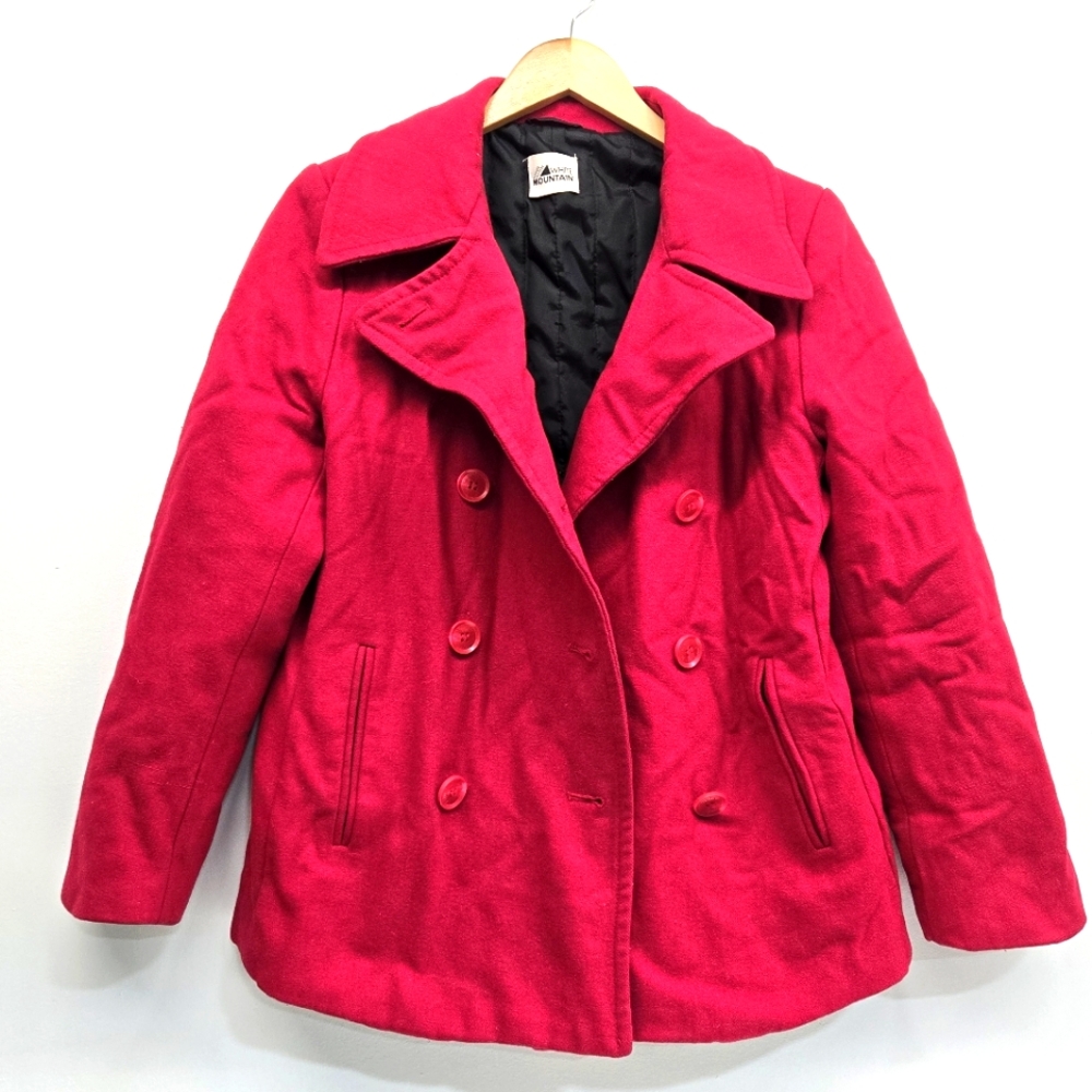 White Mountain Womens Red Button Up Pea Coat